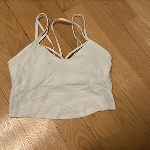 White Ribbed Crop Top/cami with Straps